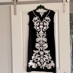 Beautiful Joseph Ribkoff black embellished sheath dress. LBD with pizzazz.